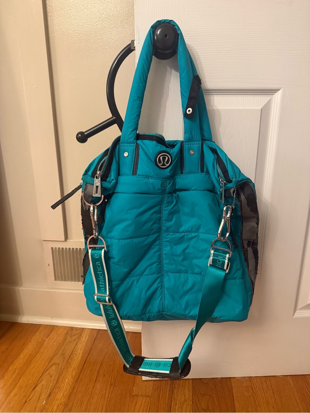 lululemon athletica Teal Quilted Tote-Style Shoulder Bag